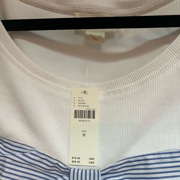NWT Anthropologie Maeve Poplin striped Wrap-Tie Tee size medium - Picture 4 of 6